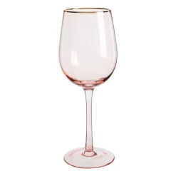 Wijnglas gouden rand - roze - 380 ml
