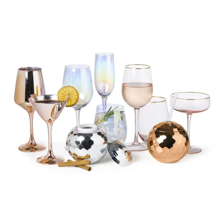 Wijnglas gouden rand - roze - 380 ml