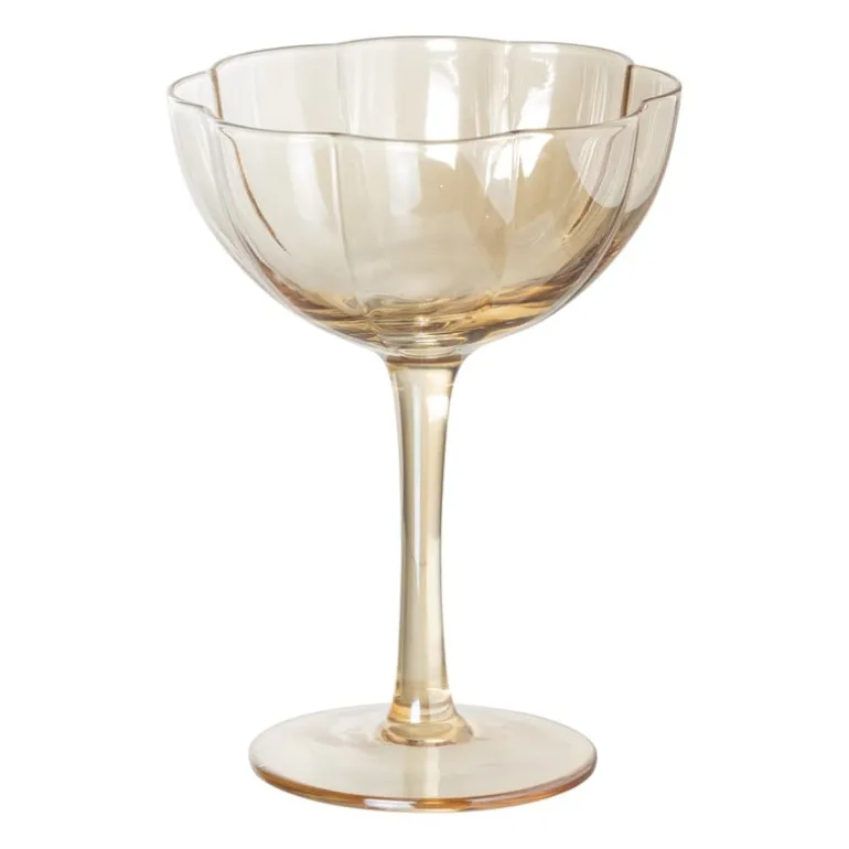 Wijnglas klein geschulpt - goudkleurig - 150 ml