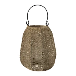 Windlicht gevlochten Petra - bruin - ø18x20 cm