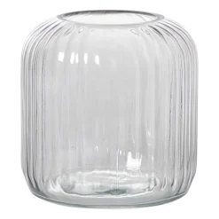 Windlicht ribbel middel - grijs - ø17.7x17.7 cm