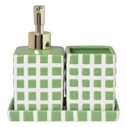 Zeepschaaltje blokjes - groen/wit - 1.3x15.8x8.3 cm