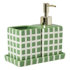 Zeepschaaltje blokjes - groen/wit - 1.3x15.8x8.3 cm