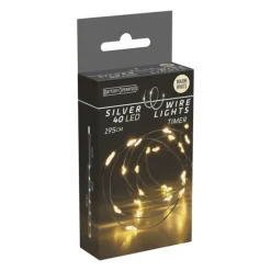 Zilverdraad verlichting met 40 LED lampjes - warm wit - 1.95 meter